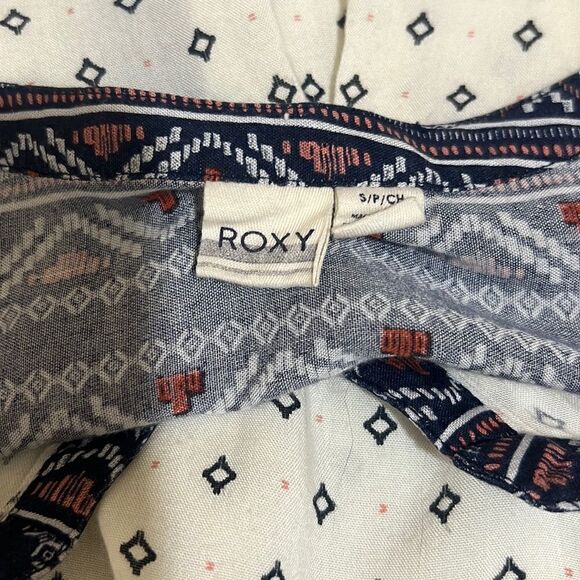 Roxy tunic dress hi-lo cream blue semi-sheer long sleeve India Sz Small - Picture 9 of 9